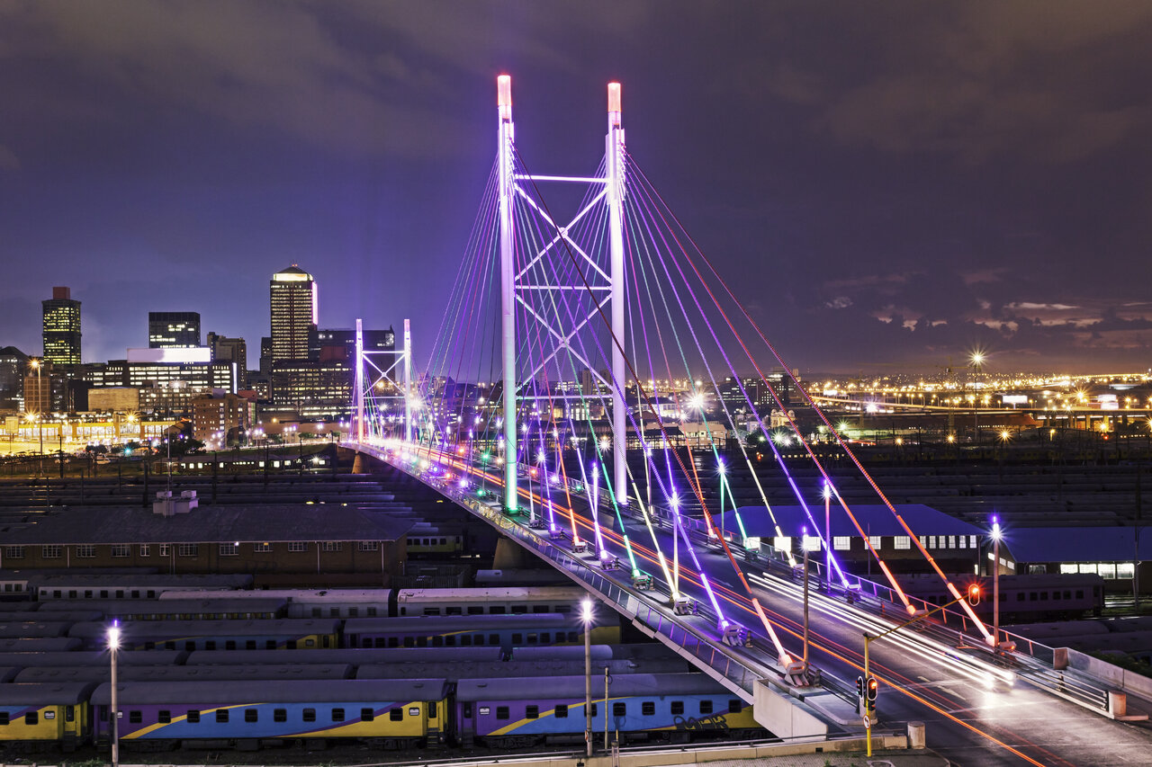 The Nelson Mandela Bridge is an iconic landmark of Johannesburg.